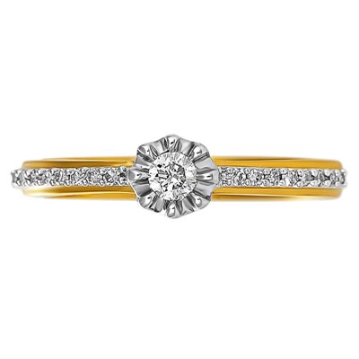 Pierścionek zaręczynowy z żółtego złota z brylantami 0,16ct - PB/069