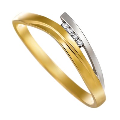 Pierścionek zaręczynowy z żółtego złota z brylantami 0,06ct - PB/070