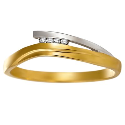 Pierścionek zaręczynowy z żółtego złota z brylantami 0,06ct - PB/070