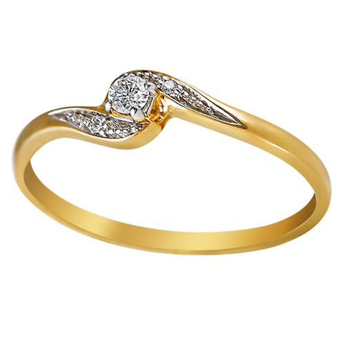 Pierścionek zaręczynowy z żółtego złota z brylantami 0,08ct - PB/071