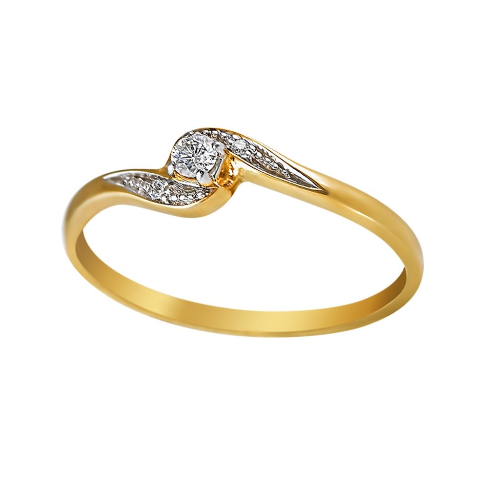 Pierścionek zaręczynowy z żółtego złota z brylantami 0,08ct - PB/071