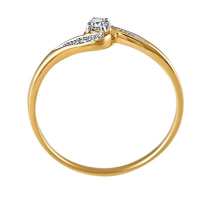 Pierścionek zaręczynowy z żółtego złota z brylantami 0,08ct - PB/071