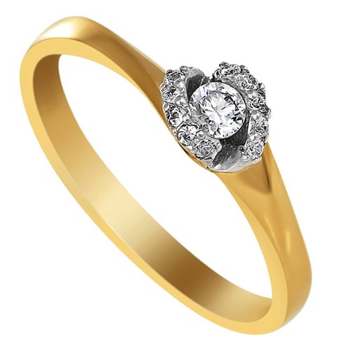 Pierścionek zaręczynowy z żółtego złota z brylantami 0,18ct - PB/072