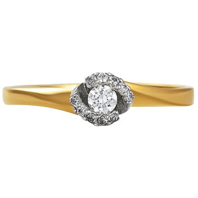 Pierścionek zaręczynowy z żółtego złota z brylantami 0,18ct - PB/072