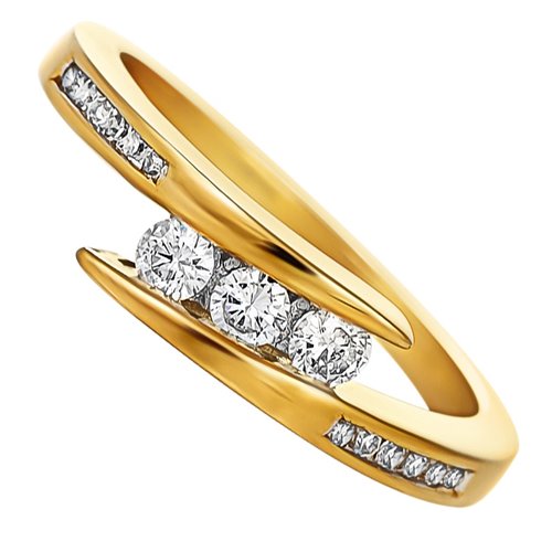 Pierścionek zaręczynowy z żółtego złota z brylantami 0,27ct - PB/073