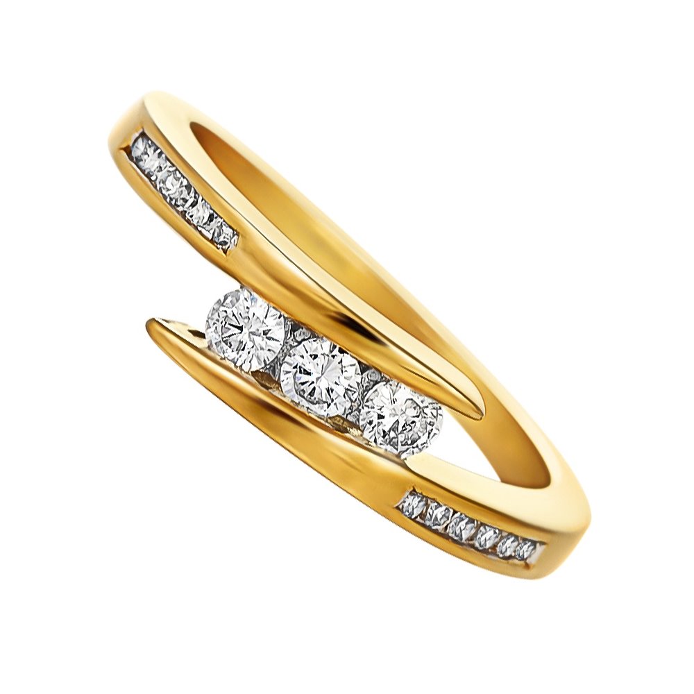 Pierścionek zaręczynowy z żółtego złota z brylantami 0,27ct - PB/073