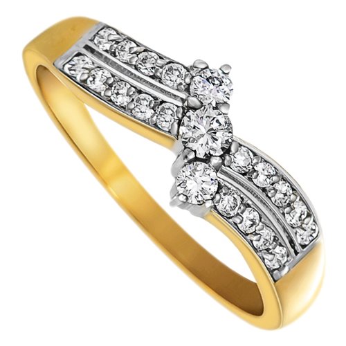 Pierścionek zaręczynowy z żółtego złota z brylantami 0,31ct - PB/075b