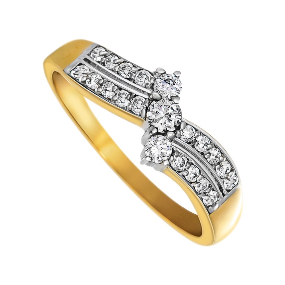 Pierścionek zaręczynowy z żółtego złota z brylantami 0,31ct - PB/075b