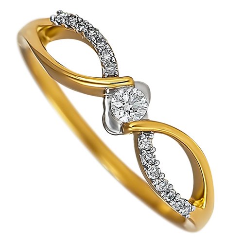 Pierścionek zaręczynowy z żółtego złota z brylantami 0,15ct - PB/076