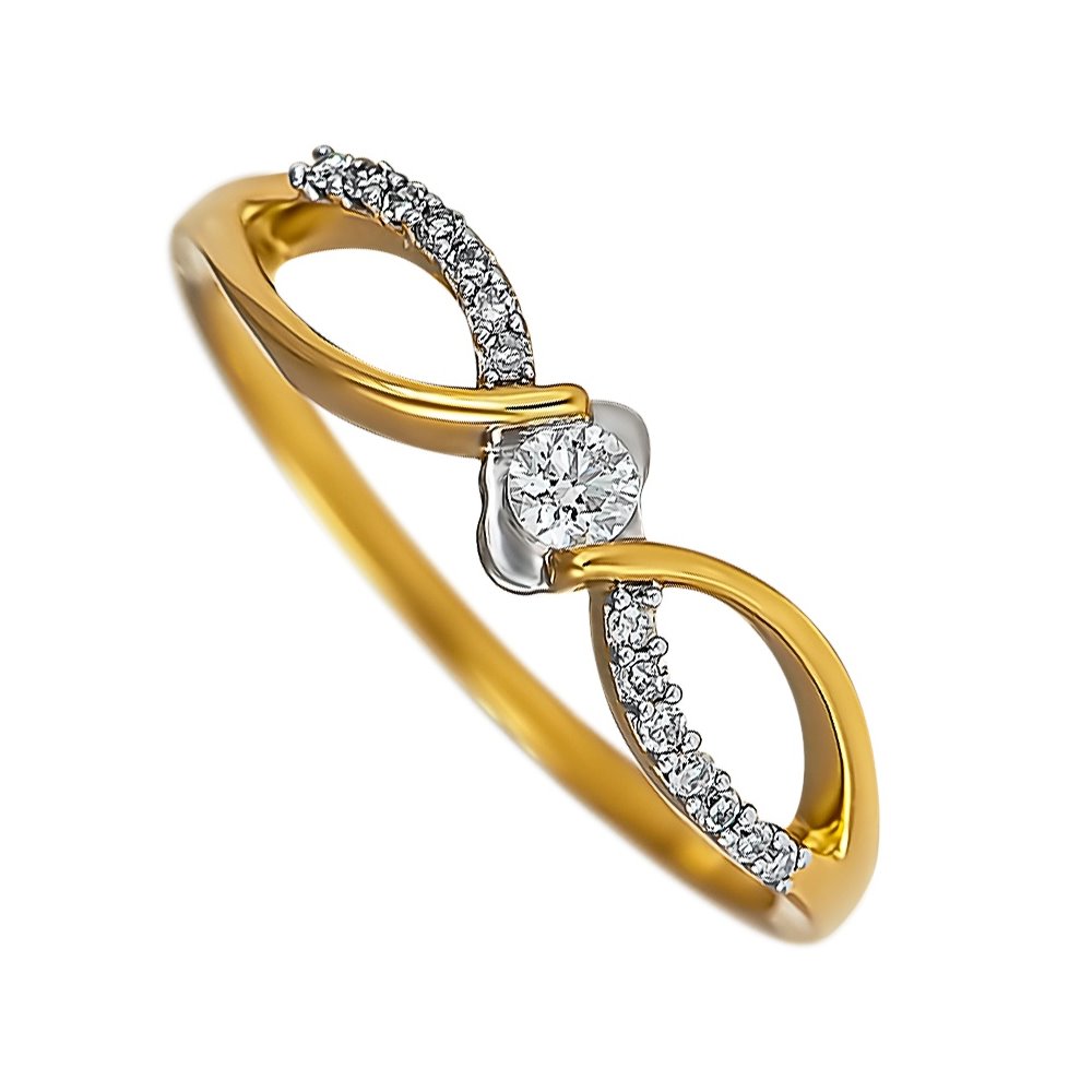 Pierścionek zaręczynowy z żółtego złota z brylantami 0,15ct - PB/076