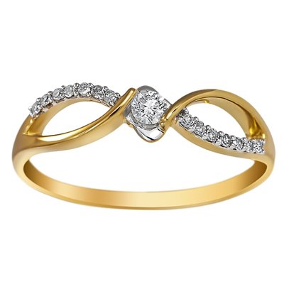 Pierścionek zaręczynowy z żółtego złota z brylantami 0,15ct - PB/076