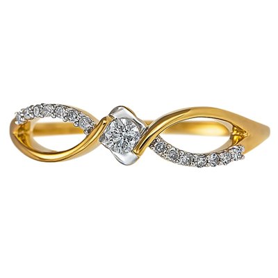 Pierścionek zaręczynowy z żółtego złota z brylantami 0,15ct - PB/076