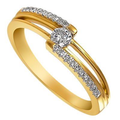 Pierścionek zaręczynowy  z żółtego złota z brylantami 0,22ct - PB/077