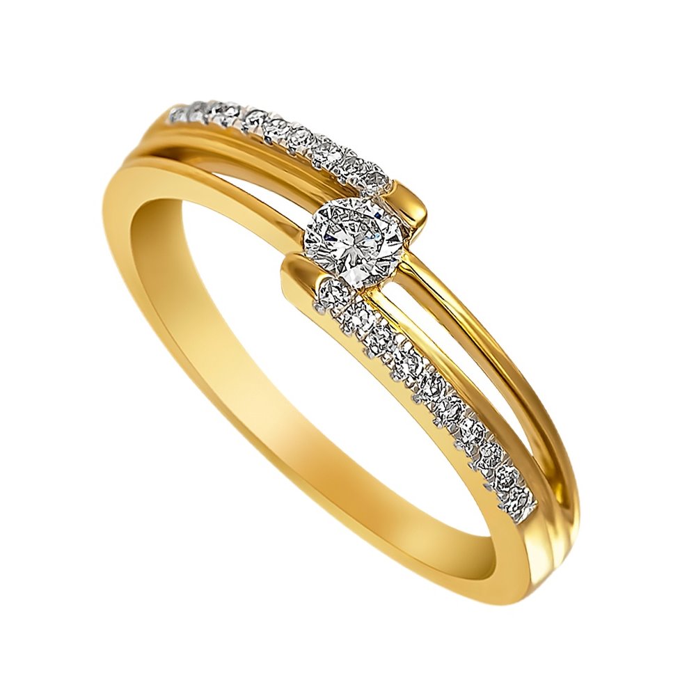 Pierścionek zaręczynowy  z żółtego złota z brylantami 0,22ct - PB/077