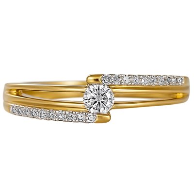 Pierścionek zaręczynowy  z żółtego złota z brylantami 0,22ct - PB/077