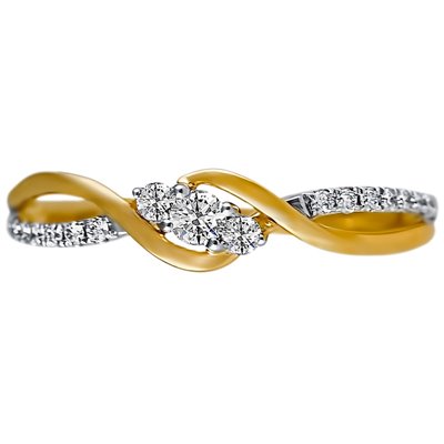 Pierścionek zaręczynowy z żółtego złota z brylantami 0,21ct - PB/079