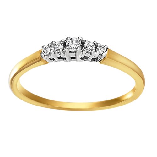 Pierścionek zaręczynowy z żółtego złota z brylantami 0,085ct - PB/080