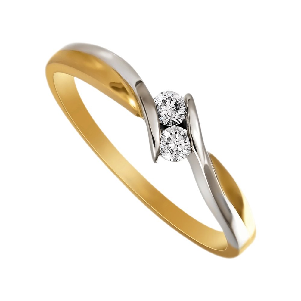 Pierścionek zaręczynowy z żółtego złota z brylantami 0,07ct - PB/081