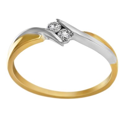 Pierścionek zaręczynowy z żółtego złota z brylantami 0,07ct - PB/081