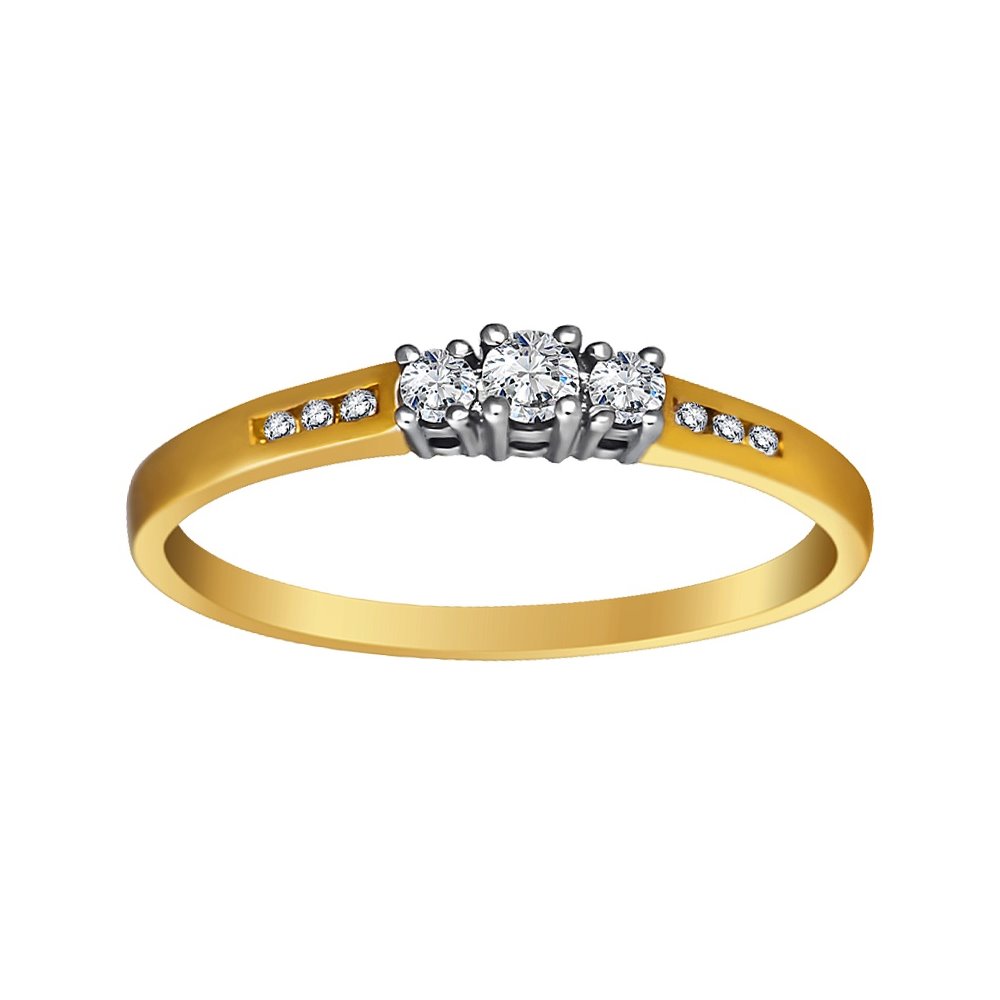 Pierścionek zaręczynowy z żółtego złota z brylantami 0,18ct - PB/082