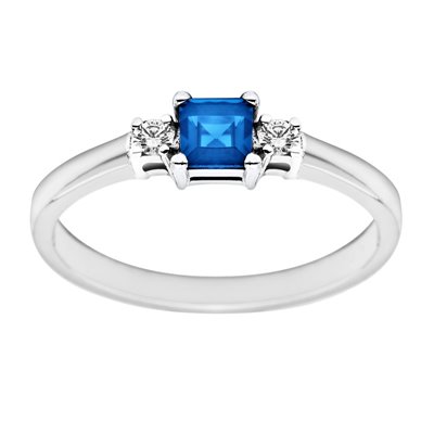 Pierścionek zaręczynowy z szafirem i brylantami 0,07ct - PK/005c