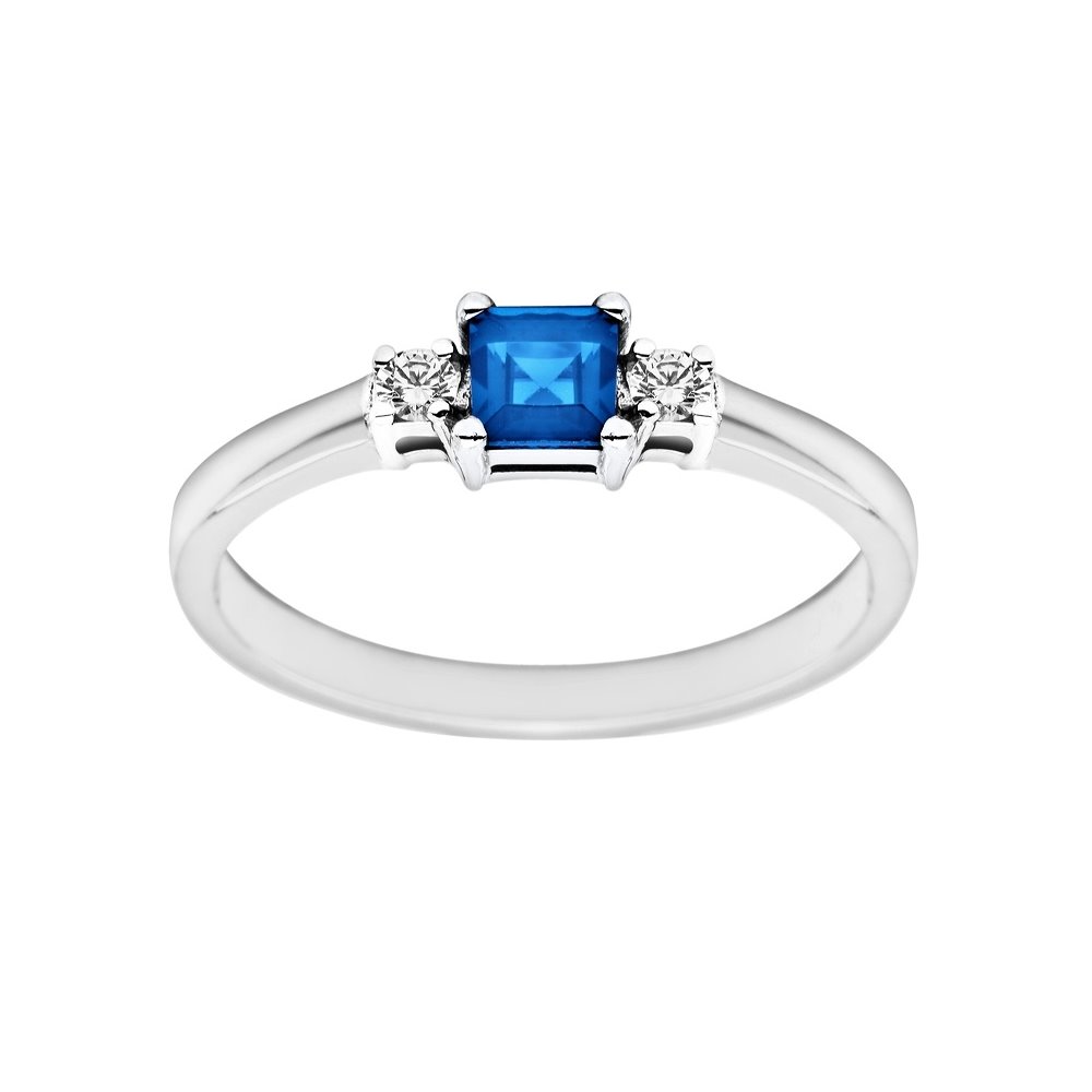 Pierścionek zaręczynowy z szafirem i brylantami 0,07ct - PK/005c