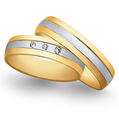 Obrączki ślubne z żółtego i białego złota 5mm - O2K/122