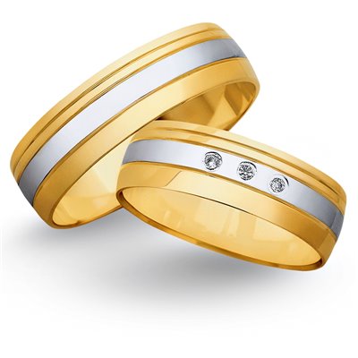 Obrączki ślubne z żółtego i białego złota 6mm - O2K/126