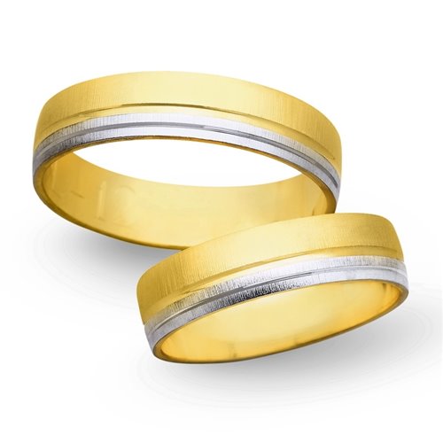 Obrączki ślubne z żółtego i białego złota 5mm - O2K/128
