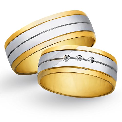 Obrączki ślubne z żółtego i białego złota 7mm - O2K/130