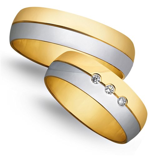 Obrączki ślubne z żółtego i białego złota 6mm - O2K/132