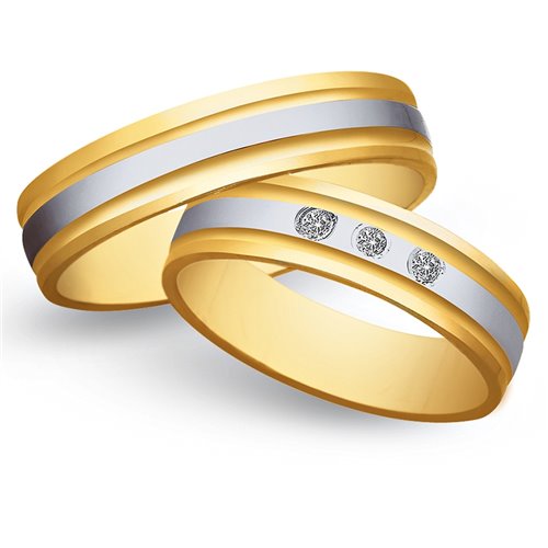 Obrączki ślubne z żółtego i białego złota 5mm - O2K/135