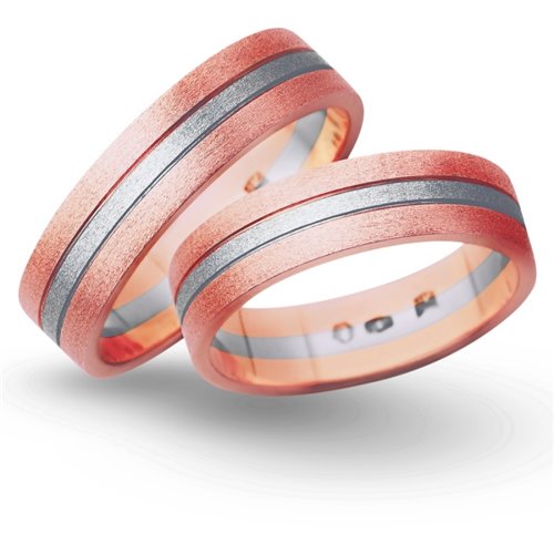 Obrączki ślubne z biało - czerwonego złota 5mm - O2K/136