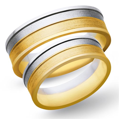 Obrączki ślubne z żółtego i białego złota 6mm - O2K/137