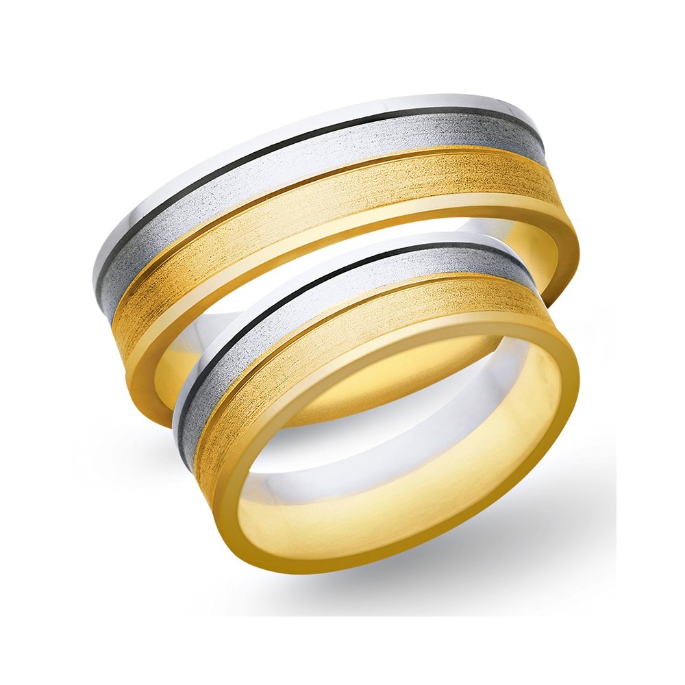 Obrączki ślubne z żółtego i białego złota 6mm - O2K/137