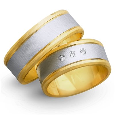 Obrączki ślubne z żółtego i białego złota 8mm - O2K/148