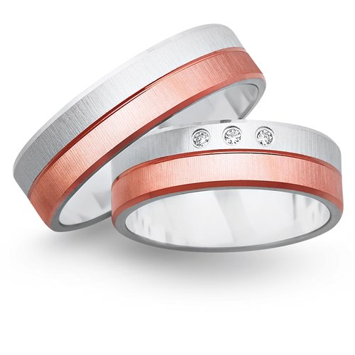 Obrączki ślubne z biało - czerwonego złota 6mm - O2K/150