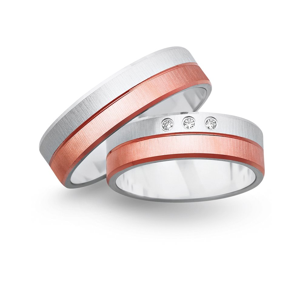 Obrączki ślubne z biało - czerwonego złota 6mm - O2K/150