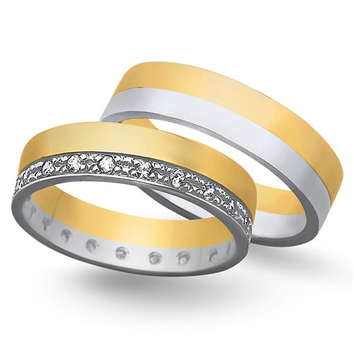 Obrączki ślubne z żółtego i białego złota 5mm - O2K/151