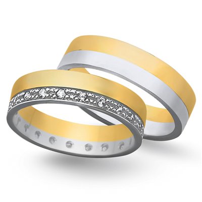 Obrączki ślubne z żółtego i białego złota 5mm - O2K/151