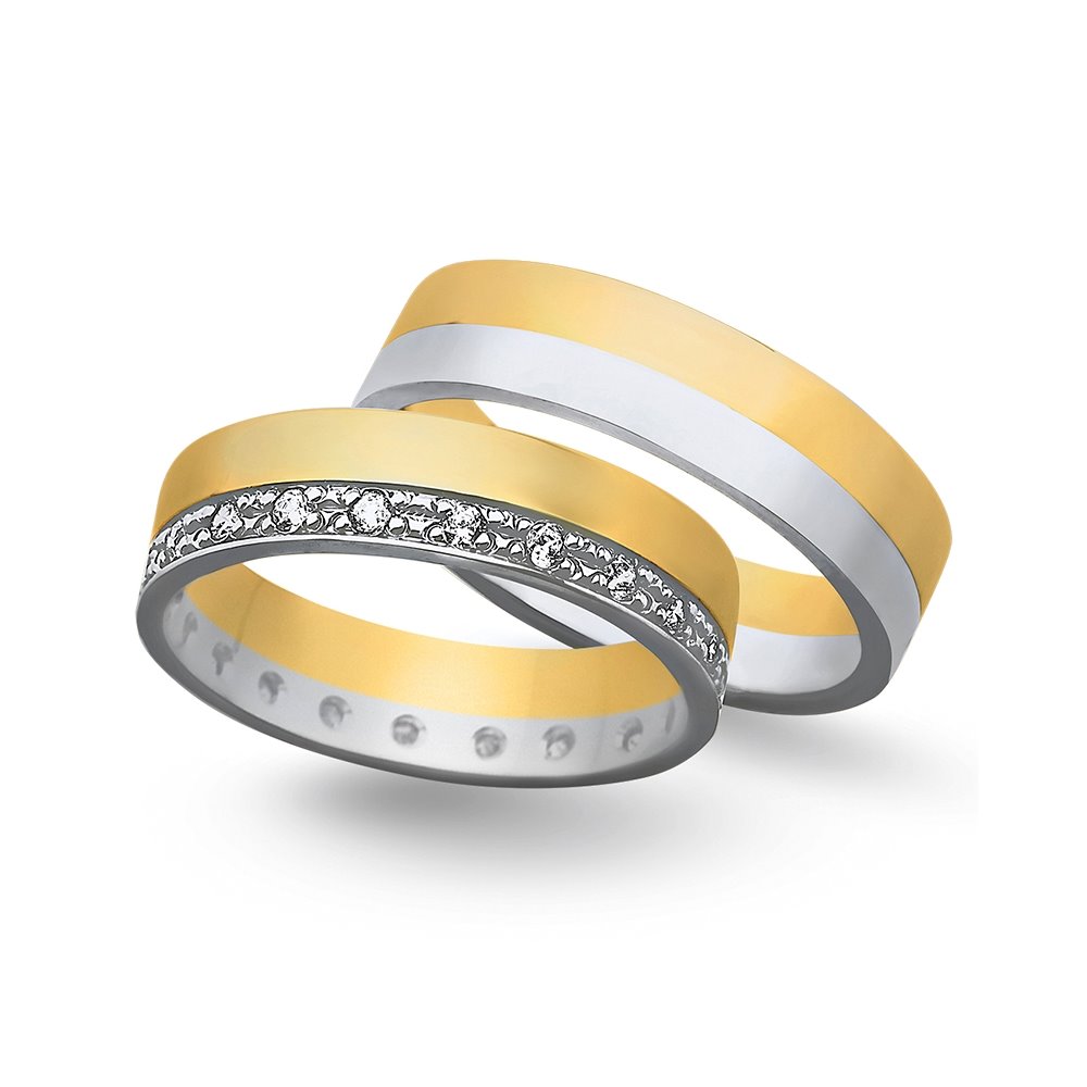 Obrączki ślubne z żółtego i białego złota 5mm - O2K/151