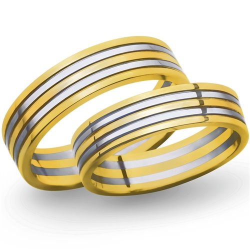 Obrączki ślubne z żółtego i białego złota 5mm - O2K/152