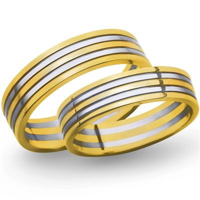 Obrączki ślubne z żółtego i białego złota 5mm - O2K/152