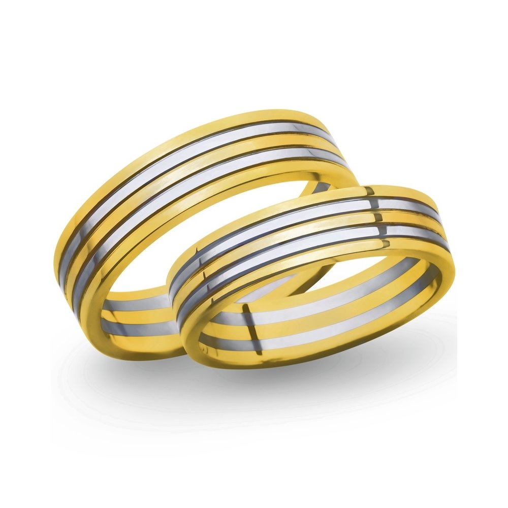 Obrączki ślubne z żółtego i białego złota 5mm - O2K/152