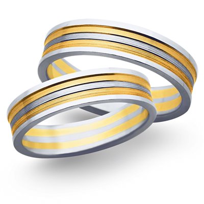 Obrączki ślubne z żółtego i białego złota 5mm - O2K/153