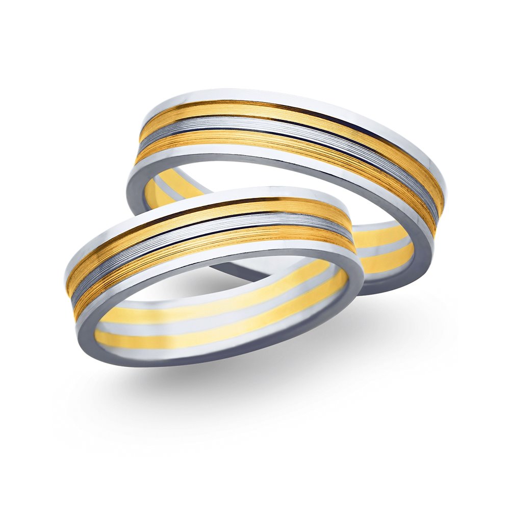 Obrączki ślubne z żółtego i białego złota 5mm - O2K/153