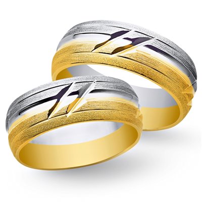 Obrączki ślubne z żółtego i białego złota 7mm - O2K/154