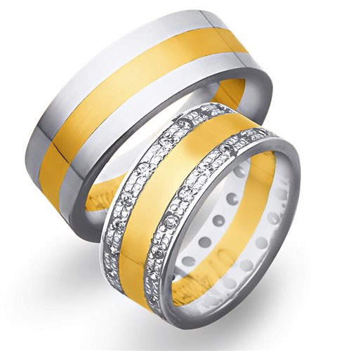 Obrączki ślubne z żółtego i białego złota 7mm - O2K/155