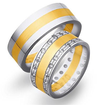 Obrączki ślubne z żółtego i białego złota 7mm - O2K/155