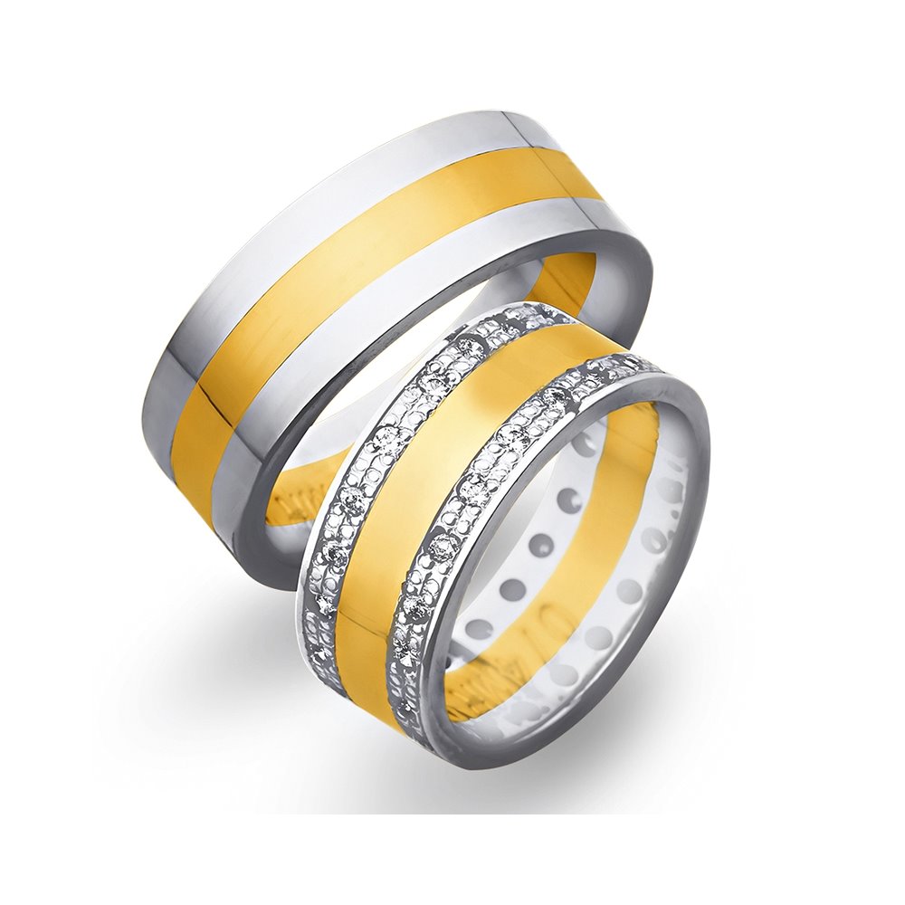 Obrączki ślubne z żółtego i białego złota 7mm - O2K/155